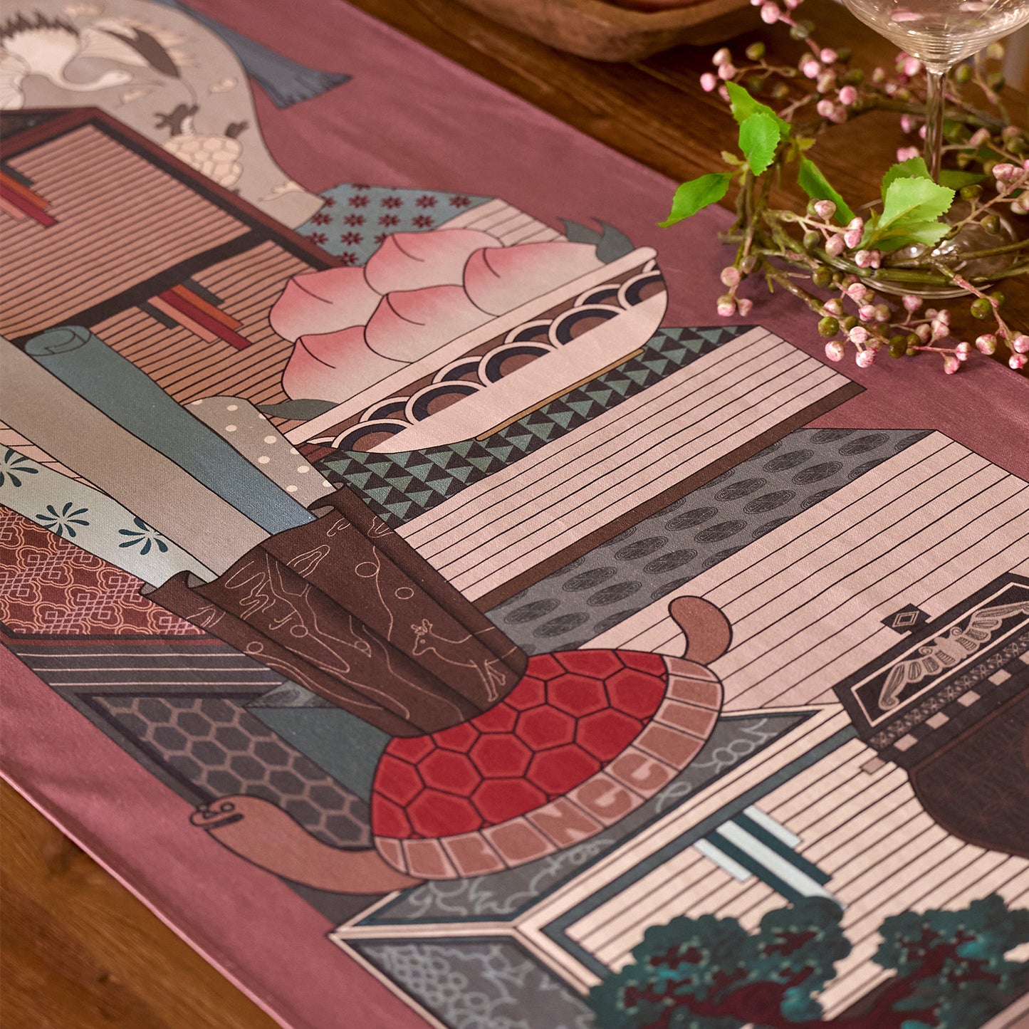 Chaekgeori Table Runner (Burgundy)