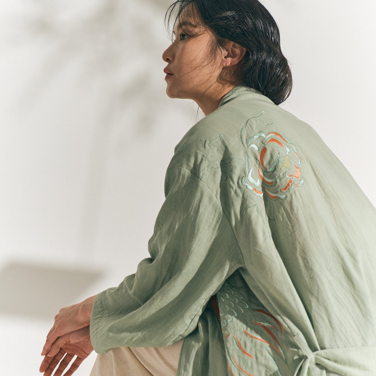 Longevity Crane and Peony Hanbok Robe