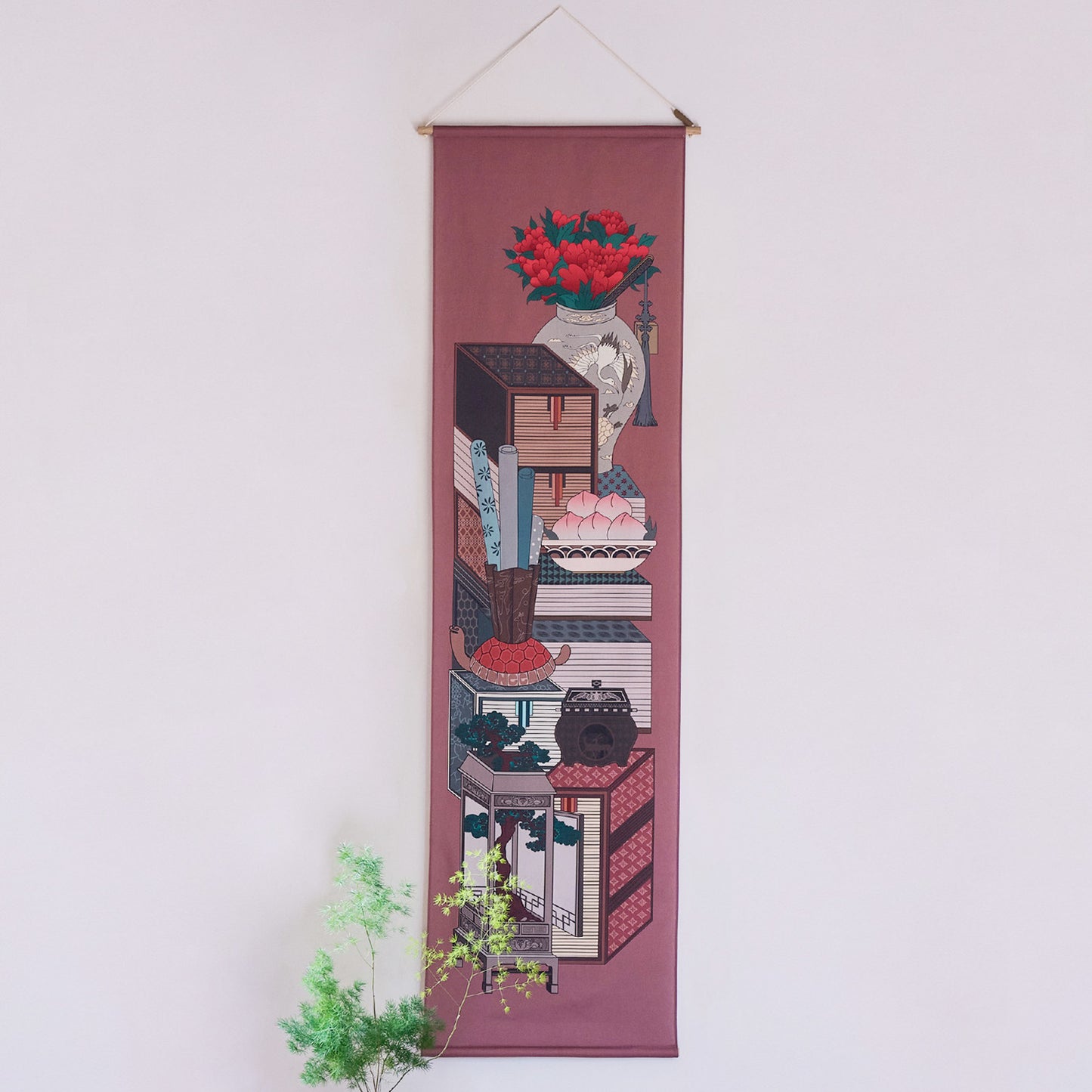 Chaekgeori Table Runner (Burgundy)