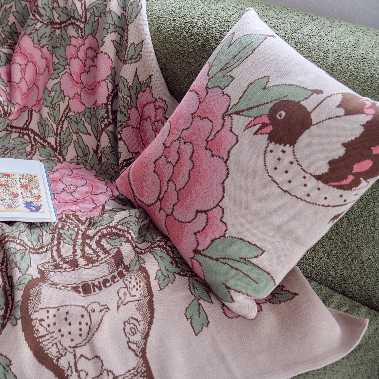 Peony and Bird Cushion Cover (Set of 2)