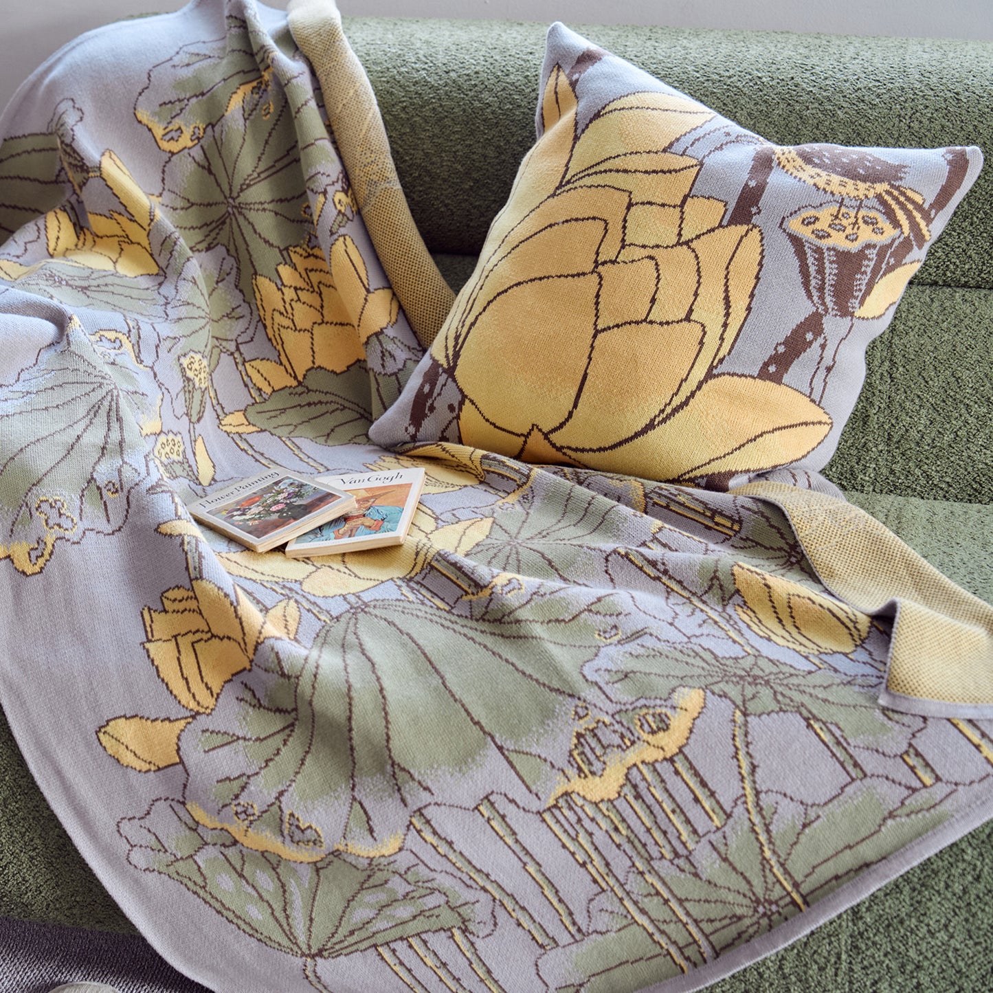 Lotus and Bird Cushion Cover (Set of 2)
