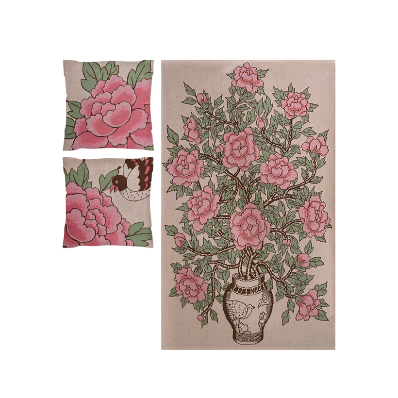Peony and Bird Cushion Cover (Set of 2)