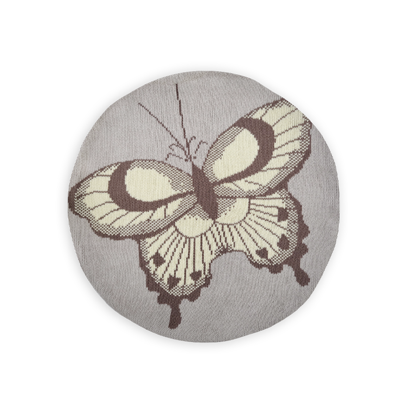 Yellow Butterfly Round Cushion Cover