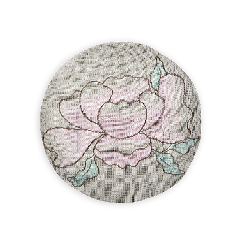 Light Pink Peony Round Cushion Cover