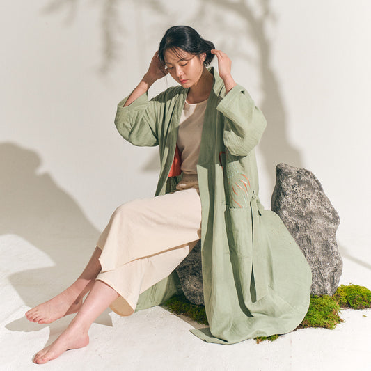 Longevity Crane and Peony Hanbok Robe
